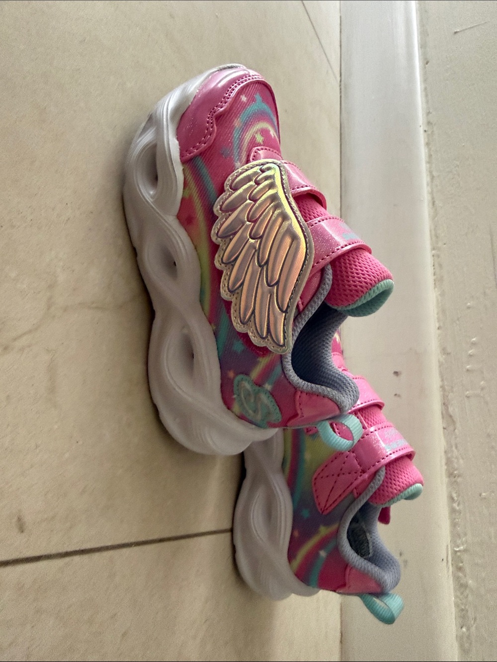 Skechers Girls Pink Tie-Dye Wing Light-Up Sneakers